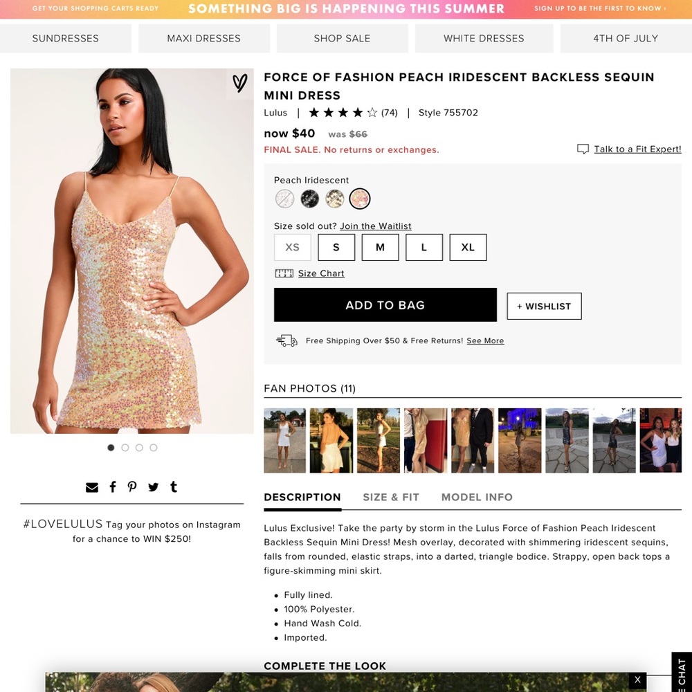 Lulus mini sequin dress size Xs